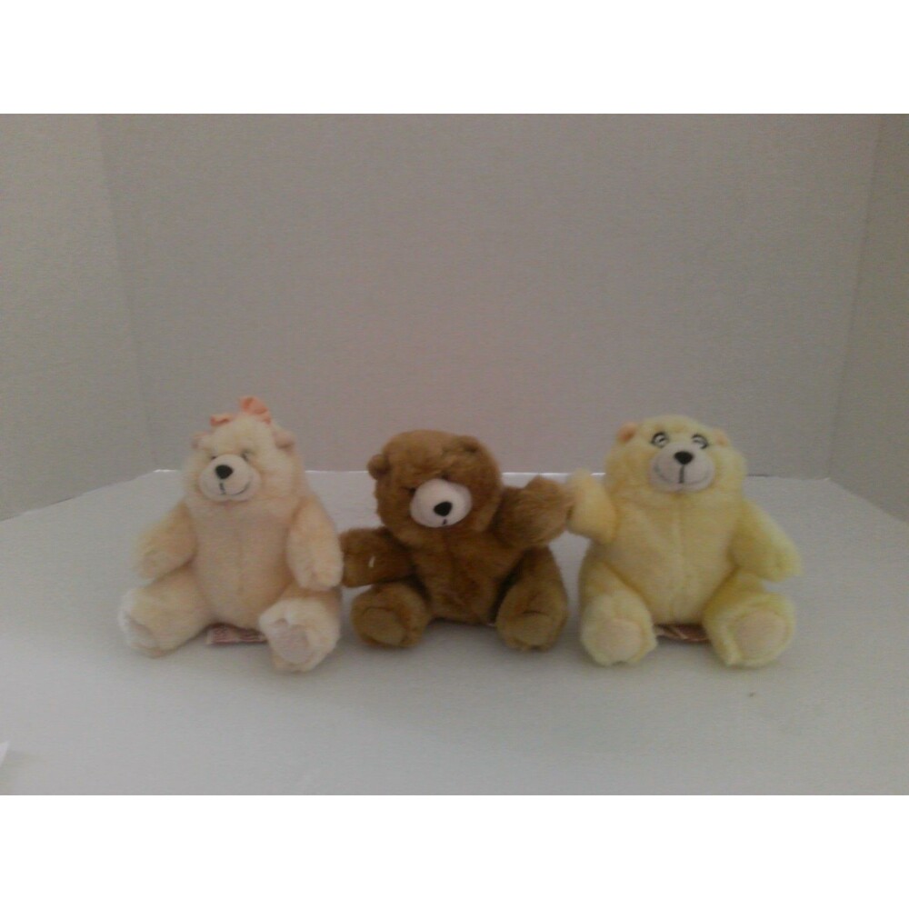 Vintage Russ Charmin Collectible Plush Bears Bill, Amy, Dillon Pink, Brown,Yello